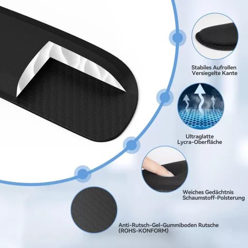 TECKNET Mouse Pad cu Suport pentru Încheietură cu Gel și Set Suport Ergonomic pentru Încheietură Tastatură Negru