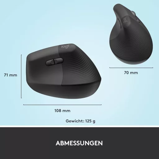 Logitech Lift ergonomikus függőleges egér, vezeték nélküli, szürke