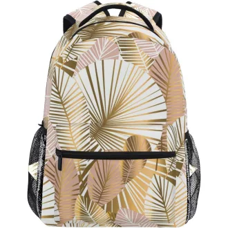   Mnsruu Arany Trópusi Levél Iskolatáska Gyerekeknek - Szürke Hátizsák Fiúknak és Lányoknak, Utazáshoz és Iskolába