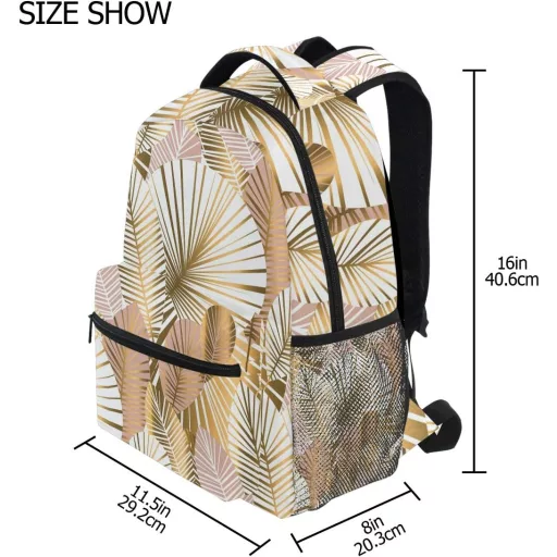 Mnsruu Arany Trópusi Levél Iskolatáska Gyerekeknek - Szürke Hátizsák Fiúknak és Lányoknak, Utazáshoz és Iskolába