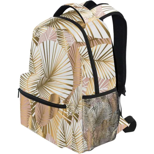 Mnsruu Arany Trópusi Levél Iskolatáska Gyerekeknek - Szürke Hátizsák Fiúknak és Lányoknak, Utazáshoz és Iskolába