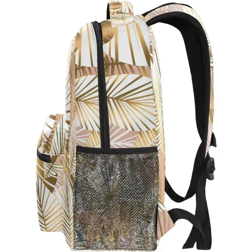 Mnsruu Arany Trópusi Levél Iskolatáska Gyerekeknek - Szürke Hátizsák Fiúknak és Lányoknak, Utazáshoz és Iskolába