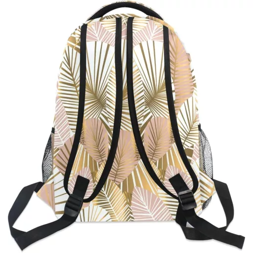 Mnsruu Arany Trópusi Levél Ghiozdan pentru copii - Rucsac gri pentru băieți și fete, pentru călătorii și școală