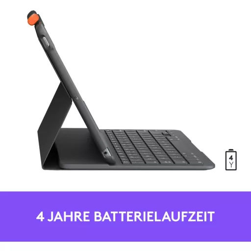 Logitech SLIM FOLIO iPad 7. generáció Bluetooth billentyűzet tok német QWERTY grafit