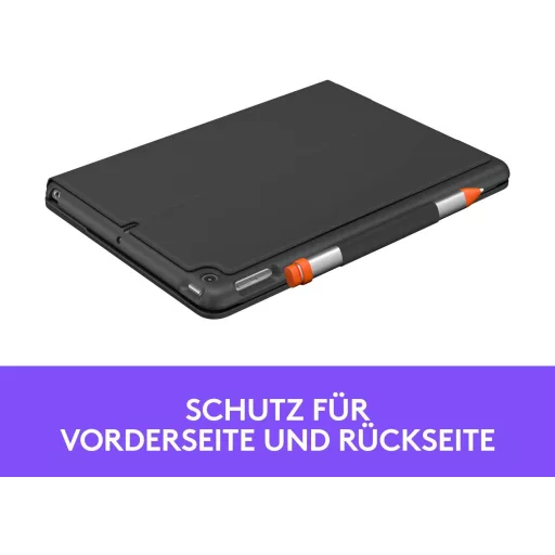 Logitech SLIM FOLIO iPad 7. generáció Bluetooth billentyűzet tok német QWERTY grafit