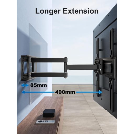 PERLESMITH TV fali tartó 26-60 colos tévéhez, forgatható és nyújtható konzol, max 40 kg
