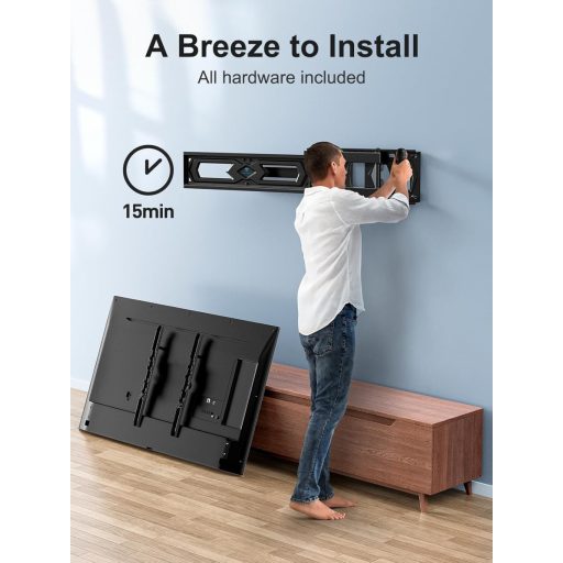 PERLESMITH TV fali tartó 26-60 colos tévéhez, forgatható és nyújtható konzol, max 40 kg