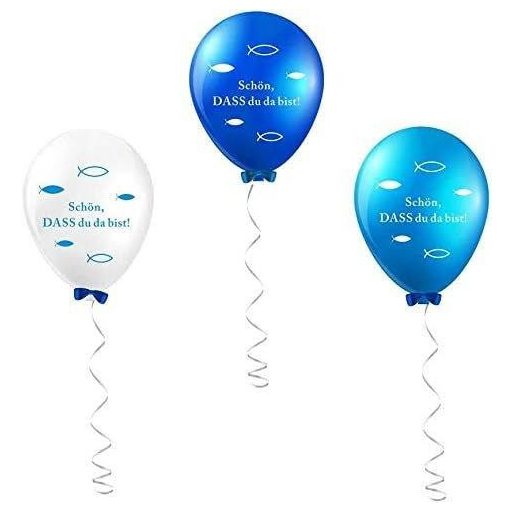 Set de șervețele și baloane festive creștine, alb-albastre