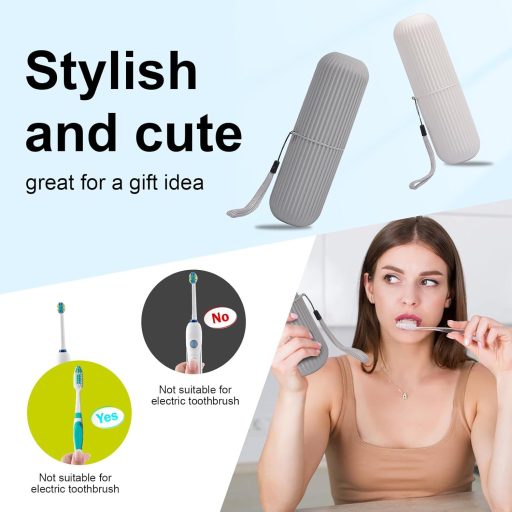 Set de două periuțe de dinți UCEC, alergător de dinți, gri și alb, plastic PP, ecologice.