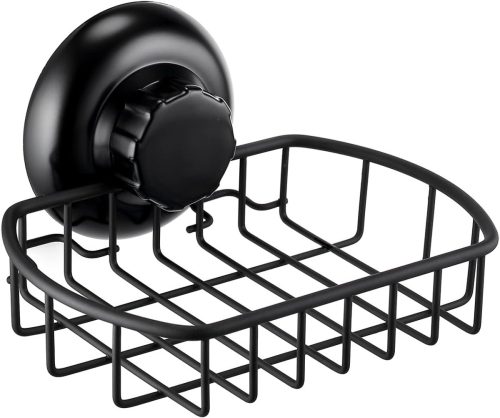 Coș pentru săpun din oțel inoxidabil MaxHold - Fixare cu ventuze fără găurire - Capacitate de încărcare 10 kg - Pentru baie, bucătărie - Negru