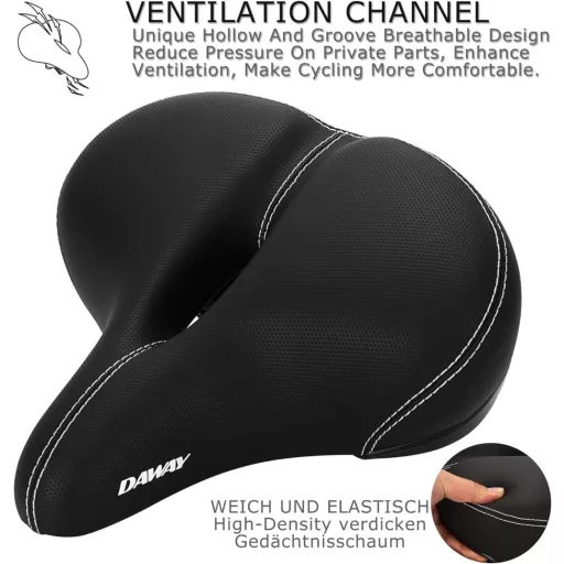 DAWAY C30 Extra Széles Kényelmes Kerékpárülés - Univerzális, Párnázott MTB és E-bike Nyereg