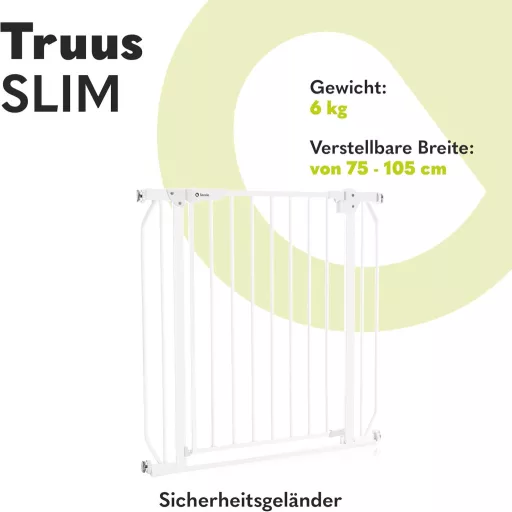 Lionelo Truus Slim biztonsági kapu 75-105 cm, automata zárás, dupla biztonság, nyitható mindkét oldalon - White