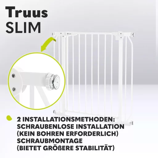 Lionelo Truus Slim biztonsági kapu 75-105 cm, automata zárás, dupla biztonság, nyitható mindkét oldalon - White