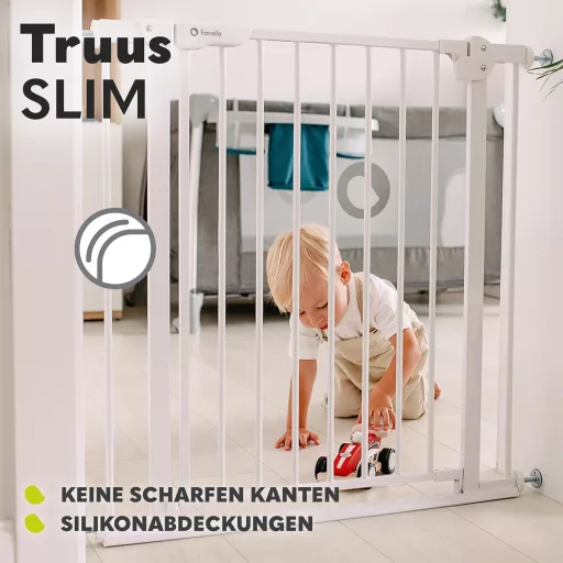 Lionelo Truus Slim biztonsági kapu 75-105 cm, automata zárás, dupla biztonság, nyitható mindkét oldalon - White
