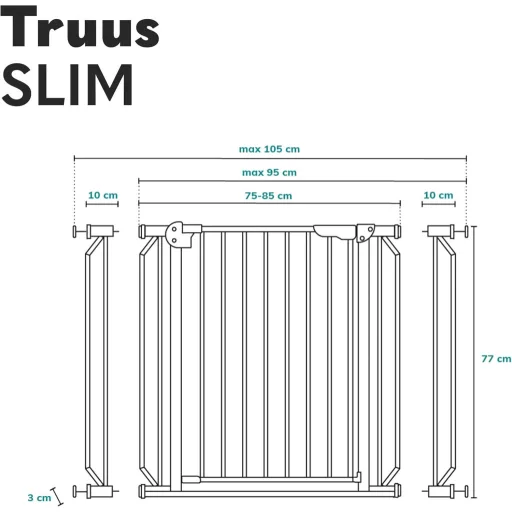 Lionelo Truus Slim biztonsági kapu 75-105 cm, automata zárás, dupla biztonság, nyitható mindkét oldalon - White