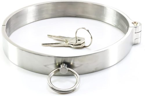 ZWFUN Choker Guler pentru Cupluri - Colier SM Argintiu pentru Femei, Formă Rotunjită Confortabilă, Design Blocabil, Mărimea L (13,8 cm)