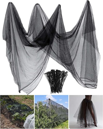 Zonon Rovar- és Madárvédő Háló - Fekete Polyester Kerti Védőháló Szúnyog, Légy és Madár Ellen - 10m x 3m Méretű Rugalmas Szúnyogháló