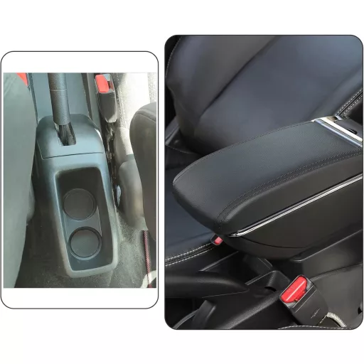 YJYWZH Úložný box do stredovej konzoly pre Peugeot 208 2013-2018 s držiakom na nápoje