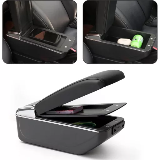 YJYWZH Úložný box do stredovej konzoly pre Peugeot 208 2013-2018 s držiakom na nápoje