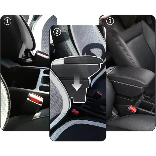 YJYWZH Úložný box do stredovej konzoly pre Peugeot 208 2013-2018 s držiakom na nápoje