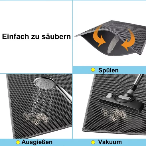 Pieviev macskavécé alátét 61x38cm méhsejt mintás vízálló dupla rétegű fekete