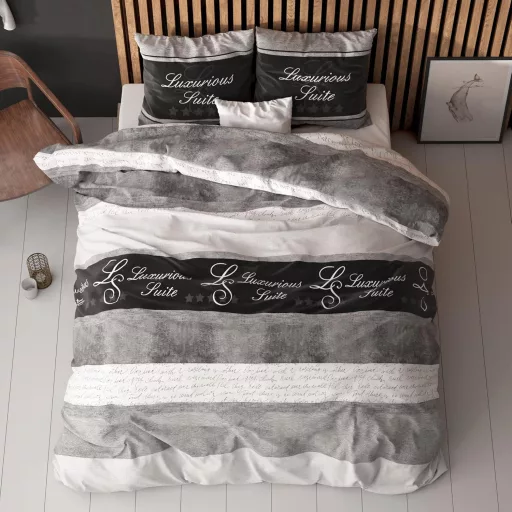 SLEEP TIME 4 részes pamut ágyneműhuzat szett 135x200 cm szürke