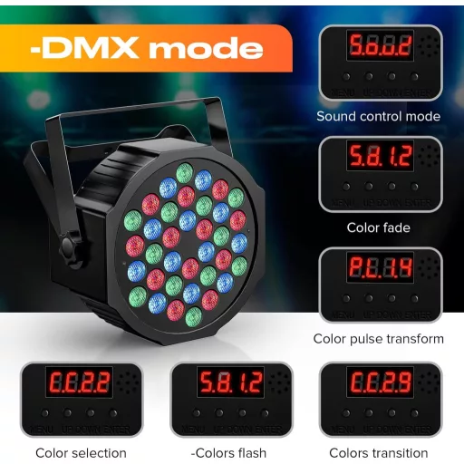 UKing 4db RGB LED Reflektor Akkumulátoros Színes Párt Lámpa Távirányítóval