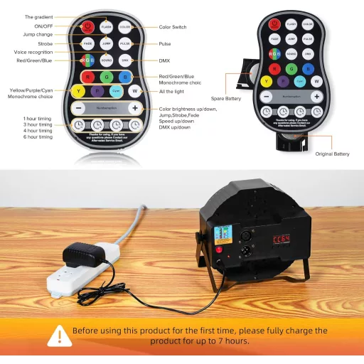 UKing 4db RGB LED Reflektor Akkumulátoros Színes Párt Lámpa Távirányítóval