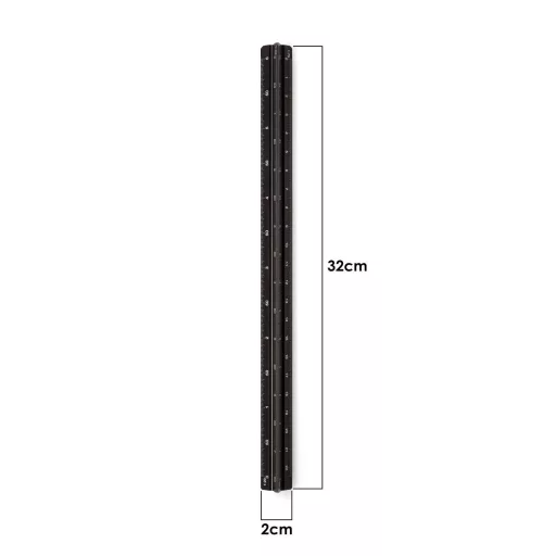 Cyleibe Alumínium Háromszög Vonalzó - 30 cm Építészeti Mérőeszköz 6 Méretaránnyal (1:20-1:125) - Lézergravírozott Fekete Műszaki Vonalzó Mér