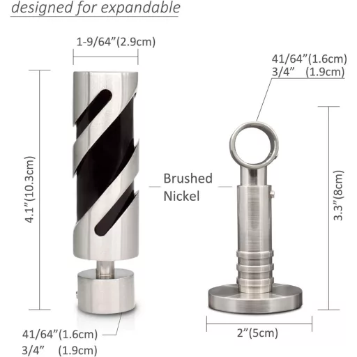 Gcurtain Fém Függönyrúd Szett, 16-19 mm Átmérőjű, 110-210 cm Állítható, Nagy Teherbírású, Dekoratív Végekkel - Csiszolt Felület, Egyszerű Sz