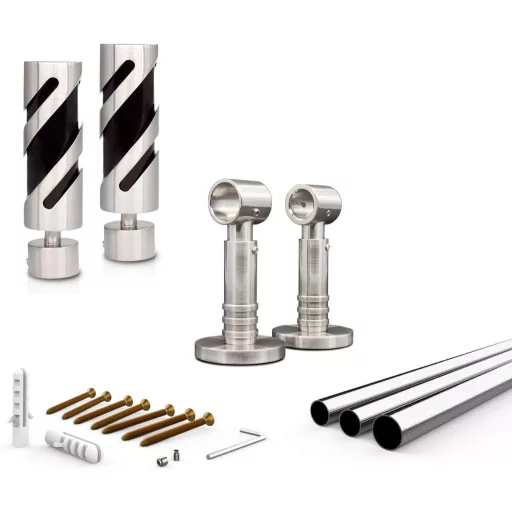 Gcurtain Fém Függönyrúd Szett, 16-19 mm Átmérőjű, 110-210 cm Állítható, Nagy Teherbírású, Dekoratív Végekkel - Csiszolt Felület, Egyszerű Sz