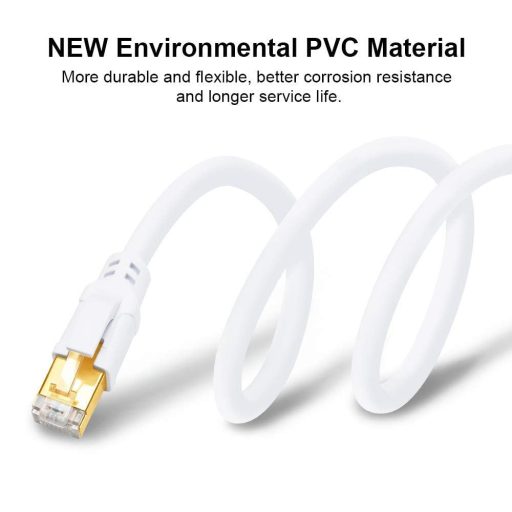 Yauhody Cat 8 Ethernet kábel 40 Gbps 3m RJ45 árnyékolt hálózati kábel fehér