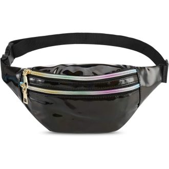   Qisiewell Fekete Túra Övtáska - 2 Rekeszes, Állítható, Unisex