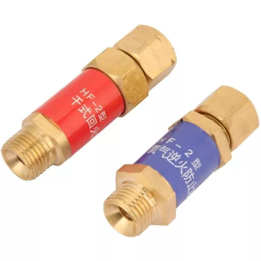 BiuZi M16x1,5 Oxigén-Acetilén Visszacsapószelep - Sárgaréz HF-2 Lángzár, CE Tanúsított Hegesztési Tartozék, Gázvisszaáramlás Elleni Védelem