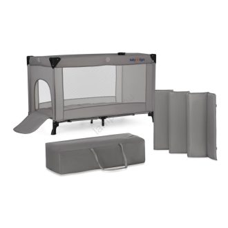   KINDERKRAFT Cestovná postieľka Baby Tiger VIKI sivá skladacia