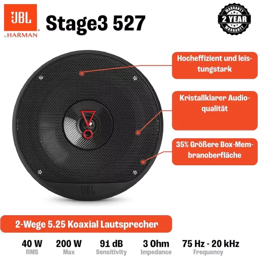 JBL Stage3 527 autóhifi hangszóró szett 200W 13cm 2-utas