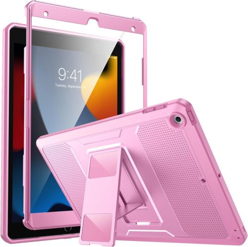 Husă iPad MoKo cu model floral roz - cu protecție de ecran și suport încorporate, pentru iPad generația 9/8/7 (10.2"), protecție rezistentă la șocuri