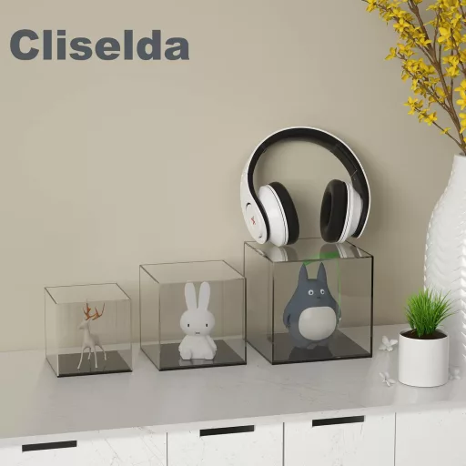 Cliselda Akril Vitrin 10x10x10 cm Fekete Alappal Modellek Figurák Tárolásához