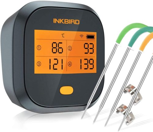 Inkbird IBBQ-4T WiFi Grillhőmérő 4 Szondával - Vízálló, USB Tölthető, Mágneses Húshőmérő Dupla Riasztással, Telefonos Applikációval