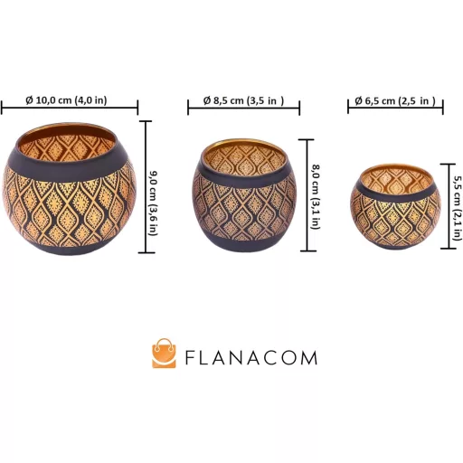Flanacom Lampion Oriental, Suport Metalic pentru Lumânare în Stil Marocan, Decor Vintage