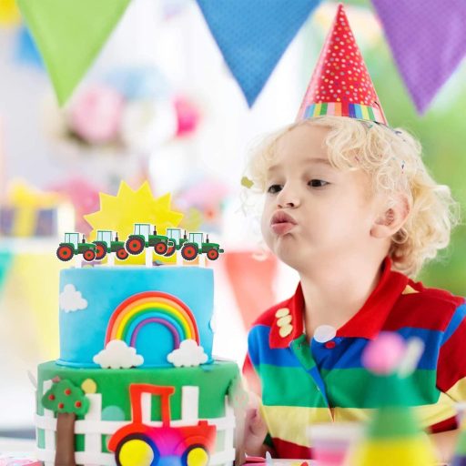 Blulu 56 bucăți toppers tractor pentru brioșe, decorațiuni pentru petreceri tematice agricole