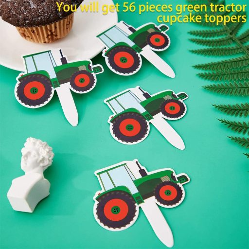 Blulu 56 bucăți toppers tractor pentru brioșe, decorațiuni pentru petreceri tematice agricole