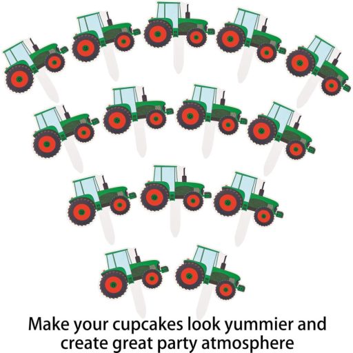 Blulu 56 bucăți toppers tractor pentru brioșe, decorațiuni pentru petreceri tematice agricole