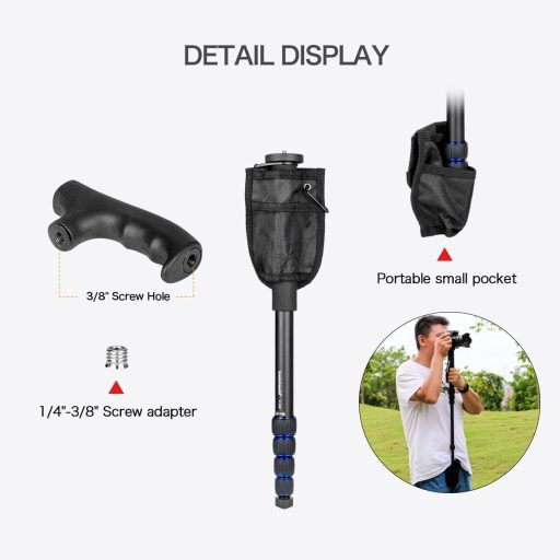 Koolehaoda alumínium kamera monopod alpesi bot fogantyúval 5 részes 7kg terhelhetőség