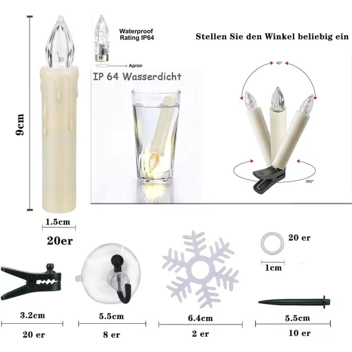 ZIYOUDOLI LED Božićne svijeće s daljinskim upravljačem