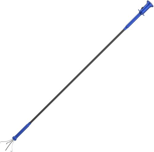 Housolution Instrument magnetic de prindere cu patru gheare și lumină LED - Mâner flexibil, instrument universal de ridicare albastru pentru scurgere, chiuvetă