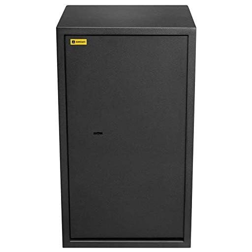 Seif HomeSafe HV70K cu cheie, 70x40x36 cm, seif mare din oțel pentru depozitarea obiectelor de valoare acasă, cu 2 rafturi reglabile, montabil pe perete
