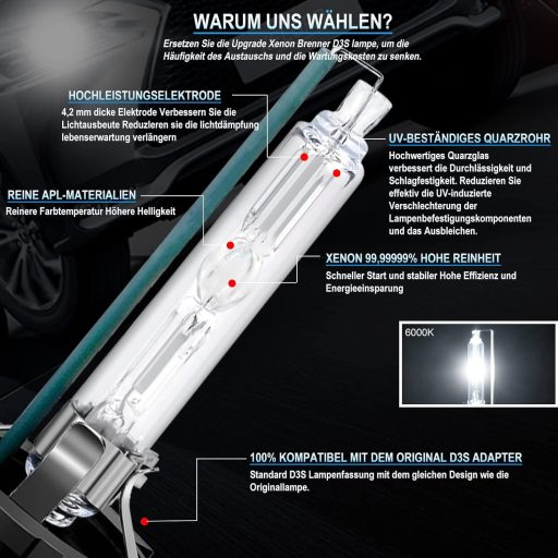 XELORD D3S Xenónová HID výbojka 6000K diamantová biela 35W 12V 2ks