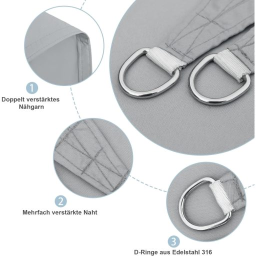 AXT SHADE Pânză de Umbrire Triunghiulară Hidrofugă 3x3x3m Protecție UV Gri