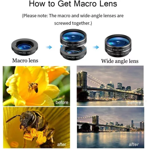 Univerzális 15 az 1-ben okostelefon kamera objektív készlet állvánnyal és távkioldóval